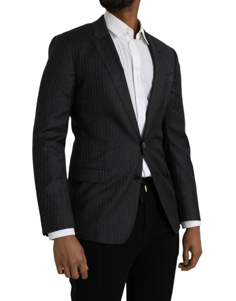 Dolce & Gabbana Black Stripe MARTINI Single Breasted Coat Blazer - Hilstor