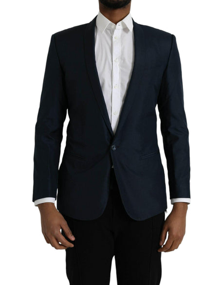 Dolce & Gabbana Blue MARTINI Shawl Single Breasted Blazer - Hilstor