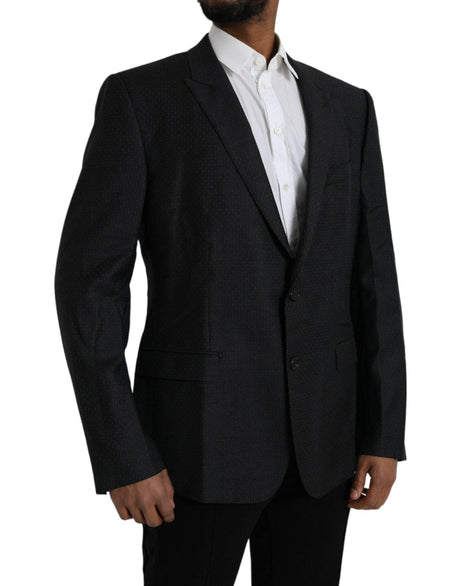Dolce & Gabbana Black Wool MARTINI Single Breasted Coat Blazer - Hilstor