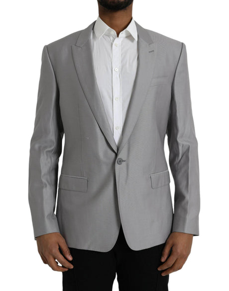 Dolce & Gabbana Gray Wool Peak Single Breasted Coat Blazer - Hilstor