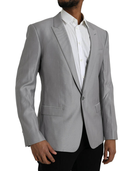 Dolce & Gabbana Gray Wool Peak Single Breasted Coat Blazer - Hilstor
