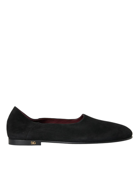 Dolce & Gabbana Black Suede Loafers Formal Dress Slip On Shoes - Hilstor