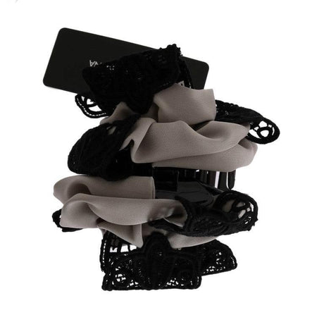 Dolce & Gabbana Gray Silk Black Lace Hair Claw - Hilstor