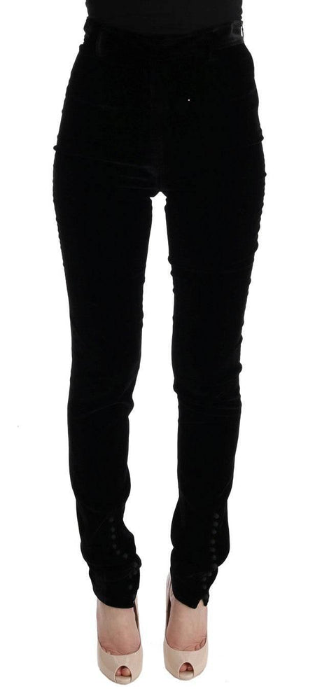 Ermanno Scervino Black Velvet Slim Fit Pants - Hilstor
