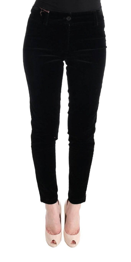 Ermanno Scervino Black Viscose Blend Velvet Cropped Pants - Hilstor