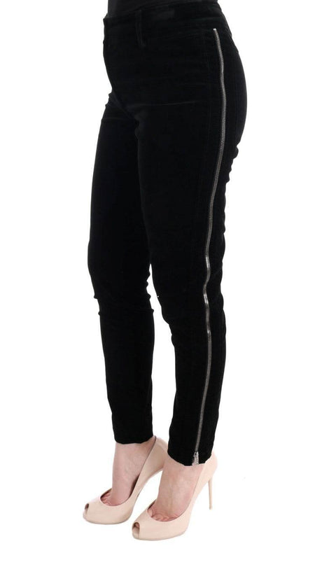 Ermanno Scervino Black Viscose Blend Velvet Cropped Pants - Hilstor