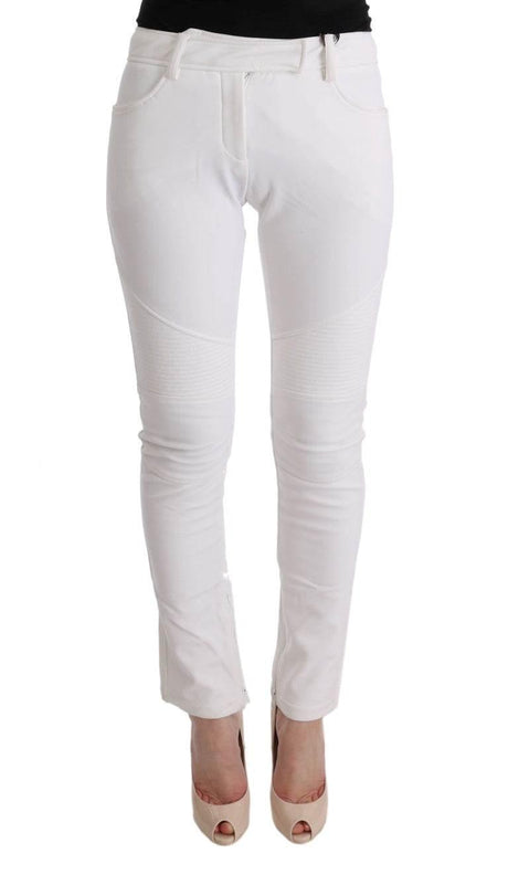 Ermanno Scervino White Cotton Slim Fit Casual Pants - Hilstor