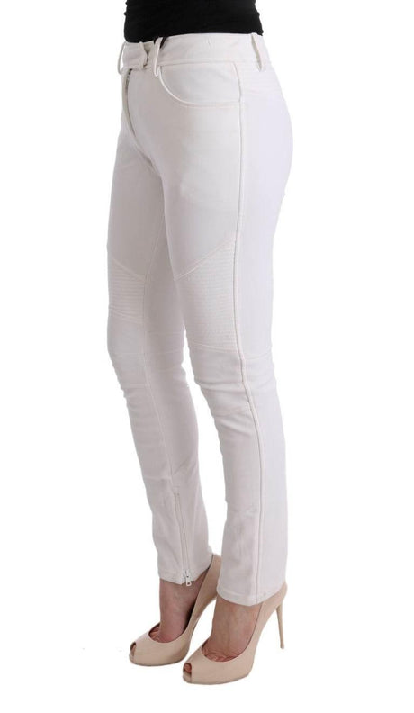 Ermanno Scervino White Cotton Slim Fit Casual Pants - Hilstor