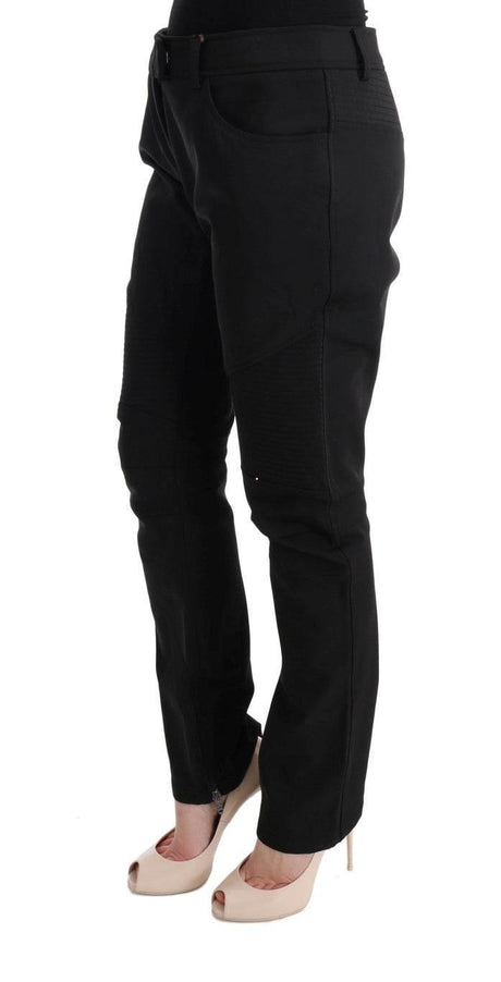 Ermanno Scervino Black Cotton Slim Fit Casual Pants - Hilstor