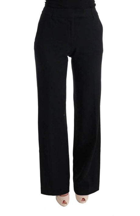 Ermanno Scervino Black Viscose Flare Bootcut Pants - Hilstor