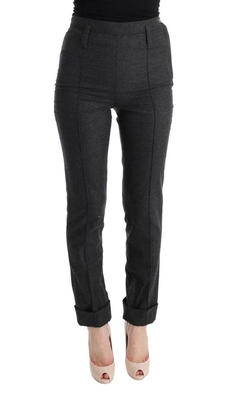 Ermanno Scervino Gray Virgin Wool Skinny Casual Pants - Hilstor