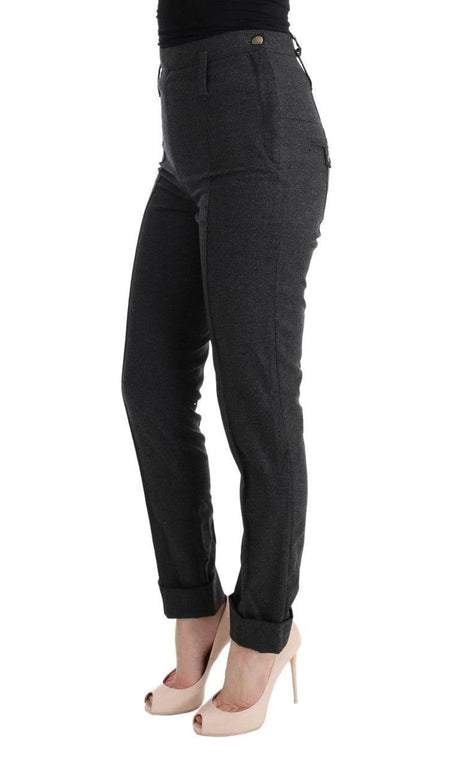 Ermanno Scervino Gray Virgin Wool Skinny Casual Pants - Hilstor