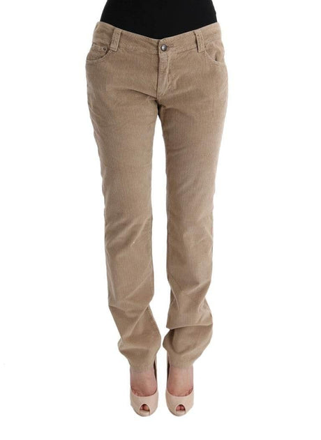Ermanno Scervino Beige Cotton Velvet Regular Fit Pants - Hilstor