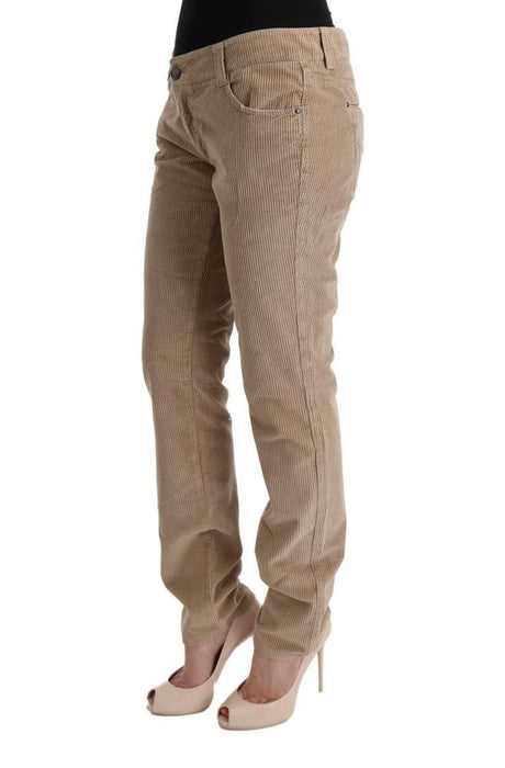 Ermanno Scervino Beige Cotton Velvet Regular Fit Pants - Hilstor