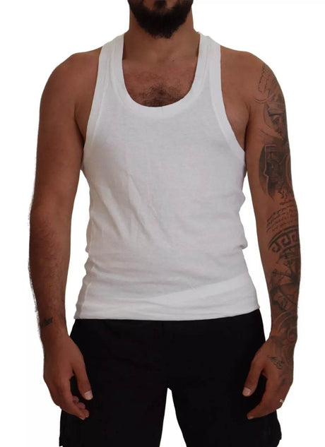 Dsquared² White Cotton Linen Sleeveless Tank T-shirt - Hilstor