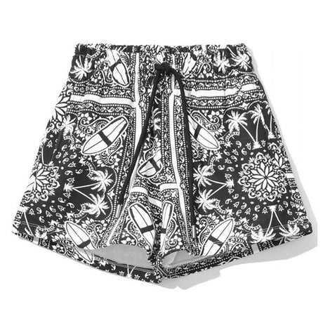 Comme Des Fuckdown Chic Monochrome Palms Cotton Shorts - Hilstor