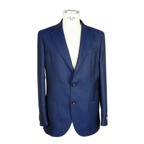 Emilio Romanelli Blue Wool Men Blazer - Hilstor