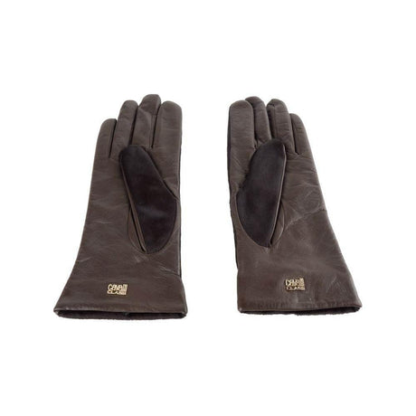 Cavalli Class Brown Cowhide Women Glove - Hilstor