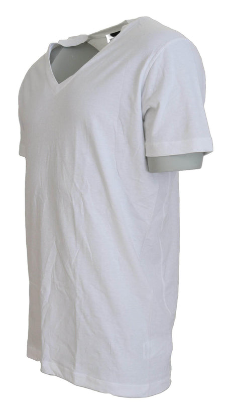 Dsquared² White Cotton Linen Short Sleeves V-neck T-shirt - Hilstor