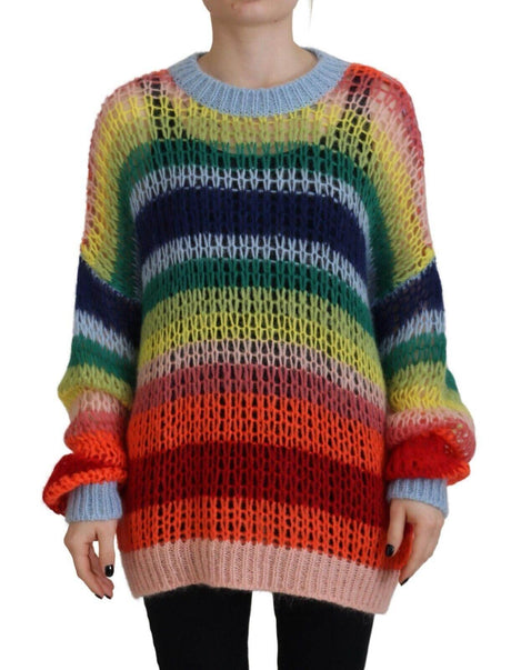 Dsquared² Multicolor Knitted Mohair Crewneck Pullover Sweater - Hilstor