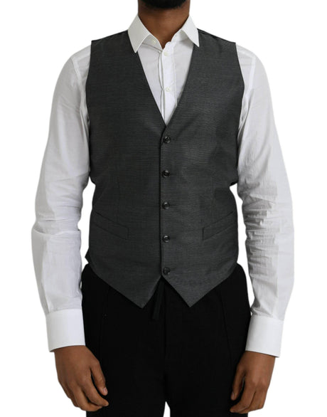 Dolce & Gabbana Gray Wool Formal Dress Waistcoat Vest - Hilstor