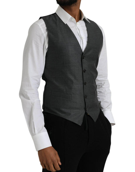 Dolce & Gabbana Gray Wool Formal Dress Waistcoat Vest - Hilstor