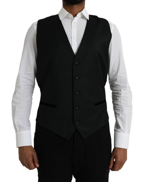 Dolce & Gabbana Black Silk Waistcoat Dress Formal Vest - Hilstor