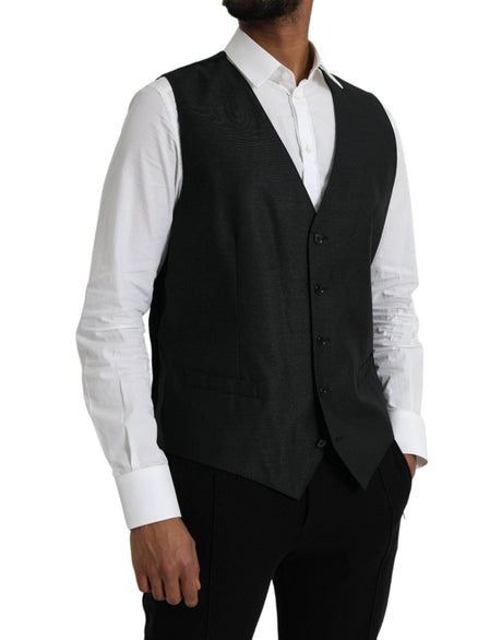 Dolce & Gabbana Black Wool Waistcoat Dress Formal Vest - Hilstor