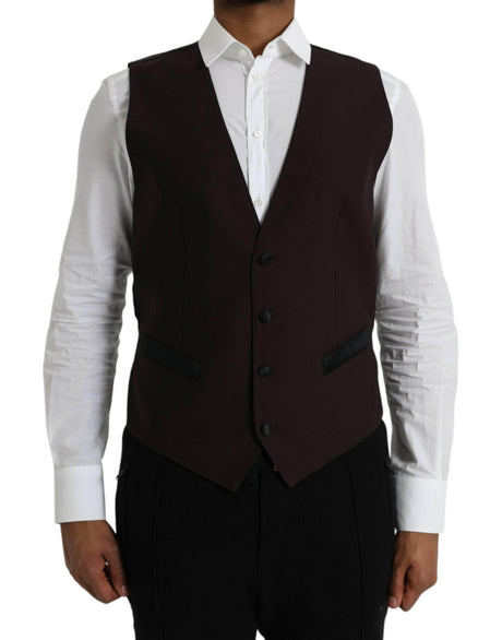 Dolce & Gabbana Brown Wool Waistcoat Dress Formal Vest - Hilstor