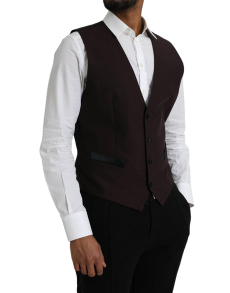 Dolce & Gabbana Brown Wool Waistcoat Dress Formal Vest - Hilstor