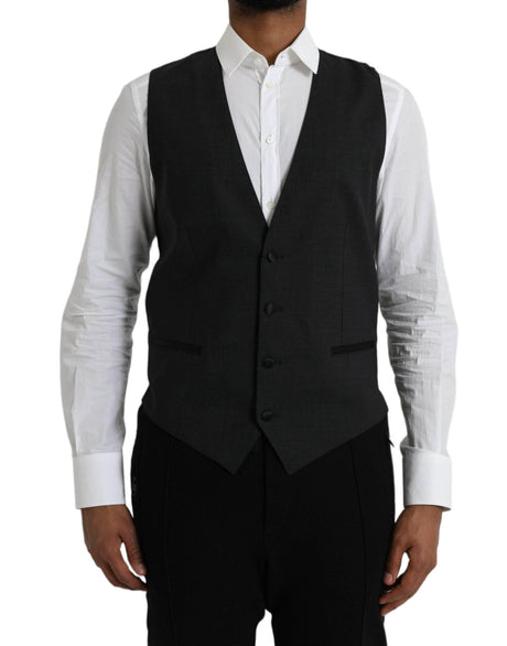 Dolce & Gabbana Black Cotton Waistcoat Dress Formal Vest - Hilstor