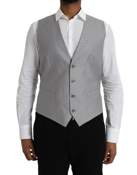 Dolce & Gabbana Light Gray Wool Formal Dress Waistcoat Vest - Hilstor
