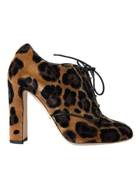 Dolce & Gabbana Brown Leopard Hair Lace Up Booties Shoes - Hilstor