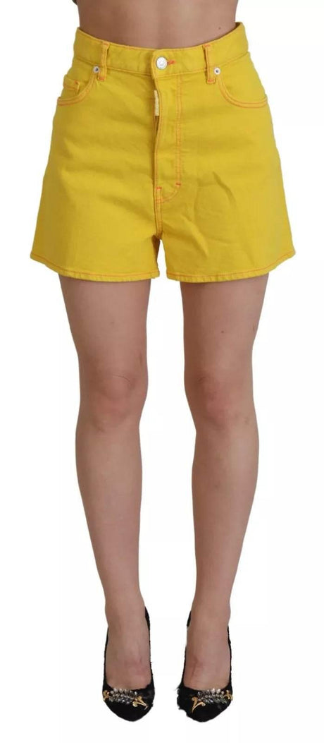Dsquared² Yellow Cotton High Waist Baggy Women Hotpants Shorts - Hilstor