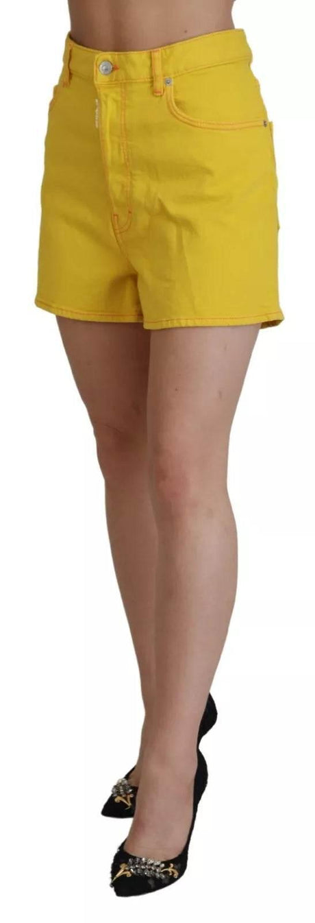 Dsquared² Yellow Cotton High Waist Baggy Women Hotpants Shorts - Hilstor