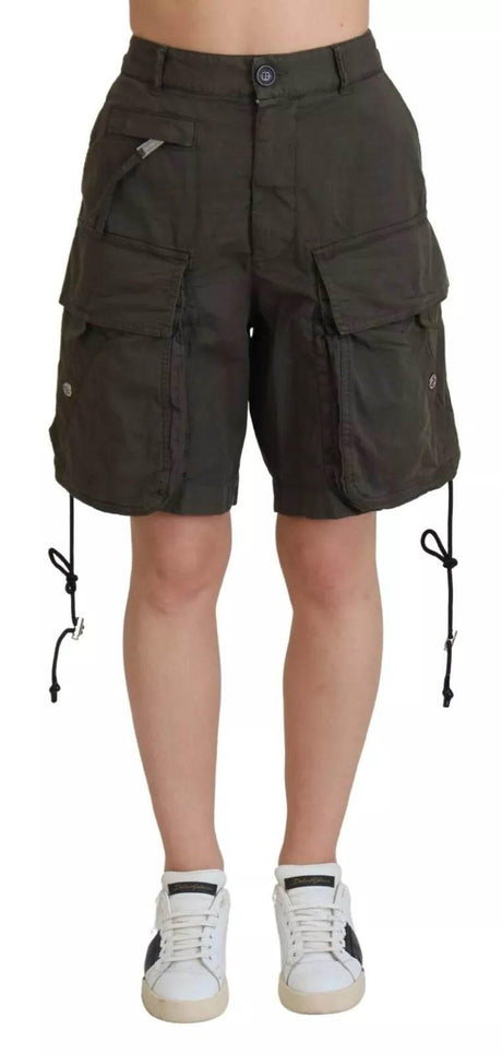 Dsquared² Green High Waist Cargo Bermuda Women Shorts - Hilstor
