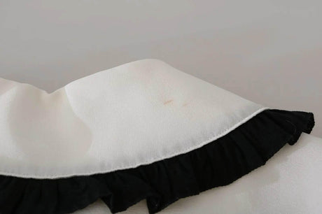 Dolce & Gabbana White Silk Shirt Ruffle Rouded Collar Blouse - Hilstor