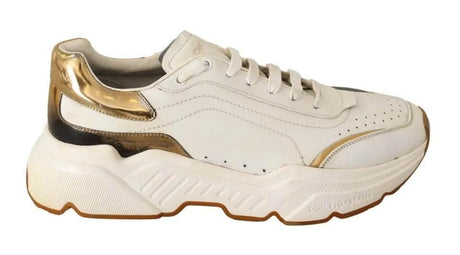 Dolce & Gabbana White Gold Leather Sport DAYMASTER Sneakers Shoes - Hilstor