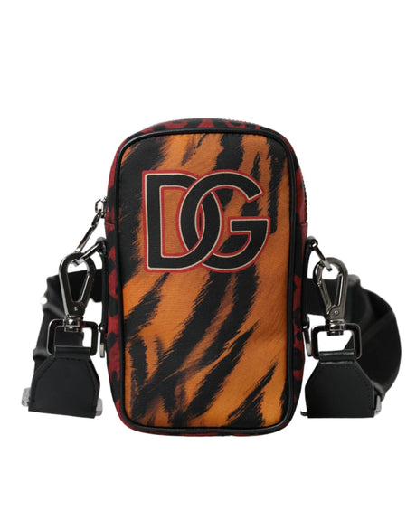 Dolce & Gabbana Multicolor Tiger Print Nylon Logo Cross Body Bag - Hilstor