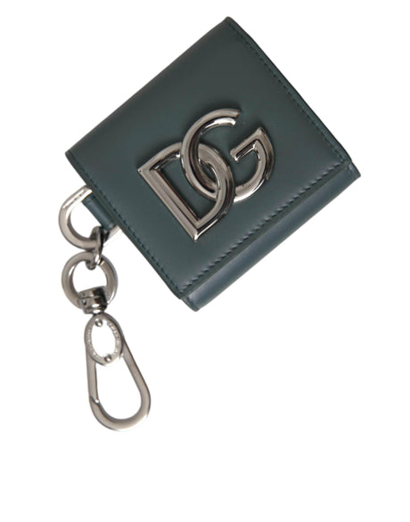 Dolce & Gabbana Green Leather DG Logo Keyring Coin Purse Keyring Wallet - Hilstor