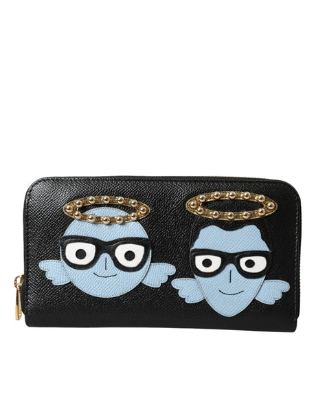 Dolce & Gabbana Black Blue Leather #DGFAMILY Zipper Continental Men Wallet - Hilstor