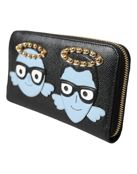Dolce & Gabbana Black Blue Leather #DGFAMILY Zipper Continental Men Wallet - Hilstor