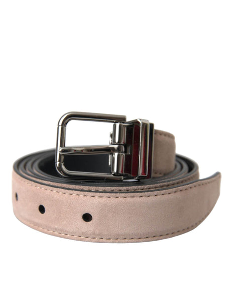 Dolce & Gabbana Beige Suede Leather Silver Buckle Belt Men - Hilstor