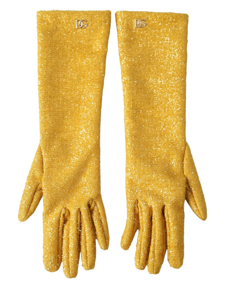 Dolce & Gabbana Gold Lurex Fantasia Mid Arm Length Gloves - Hilstor