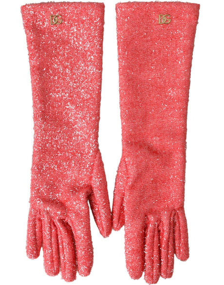 Dolce & Gabbana Pink Lurex Fantasia Mid Arm Length Gloves - Hilstor