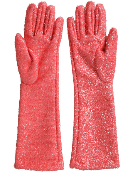 Dolce & Gabbana Pink Lurex Fantasia Mid Arm Length Gloves - Hilstor