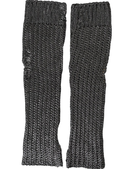 Dolce & Gabbana Gray Viscose Knitted Finger Less Gloves - Hilstor