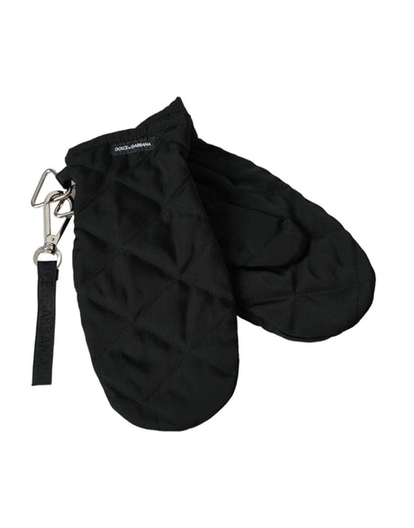 Dolce & Gabbana Black Quilted Nylon Wrist Length Mitten Gloves - Hilstor