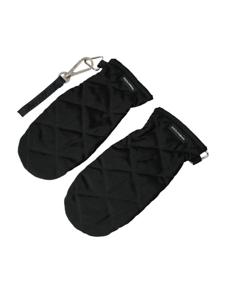 Dolce & Gabbana Black Quilted Nylon Wrist Length Mitten Gloves - Hilstor