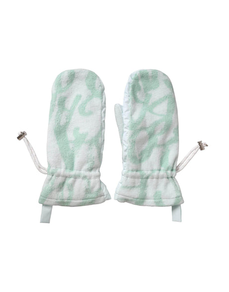 Dolce & Gabbana White Nylon Fleece Wrist Length Mitten Gloves - Hilstor
